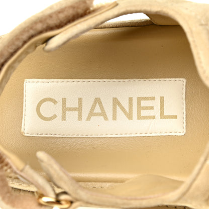 Chanel Suede Calfskin Velcro Dad Sandals 37.5 Beige 8 of 8