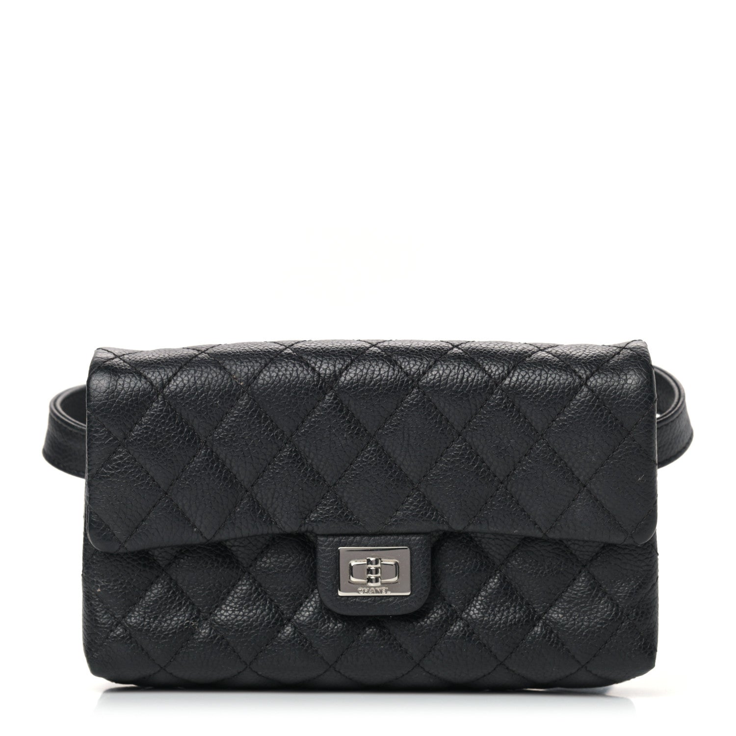 Chanel Grained Calfskin Quilted 2.55 Reissue Flap Belt Bag Clutch Black 1 of 12