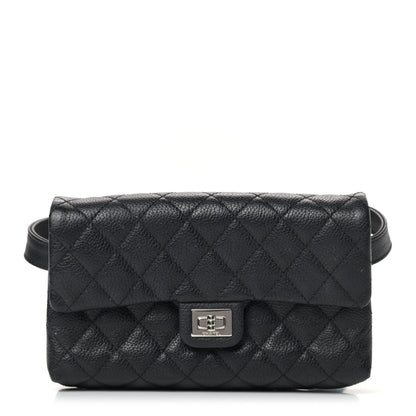 Chanel Grained Calfskin Quilted 2.55 Reissue Flap Belt Bag Clutch Black 1 of 12