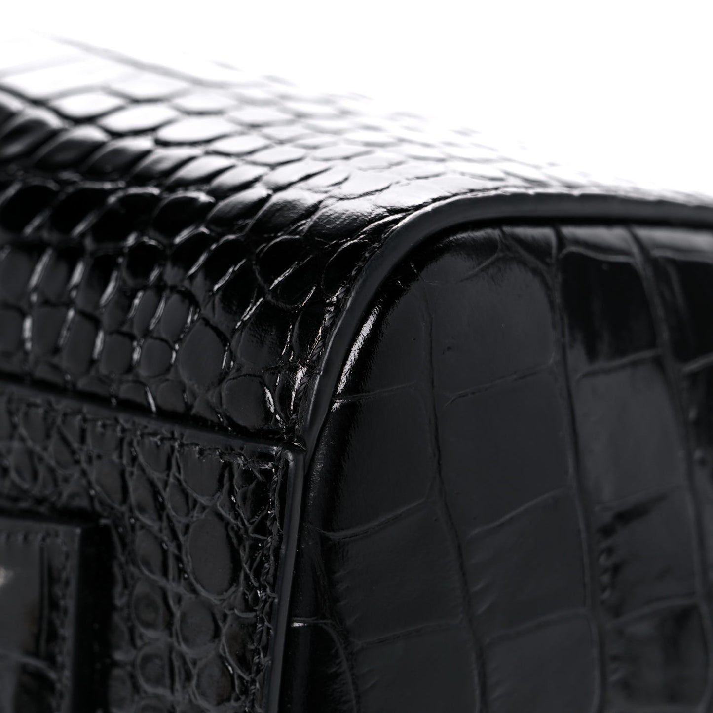 Calfskin Crocodile Embossed Small Antigona Black
