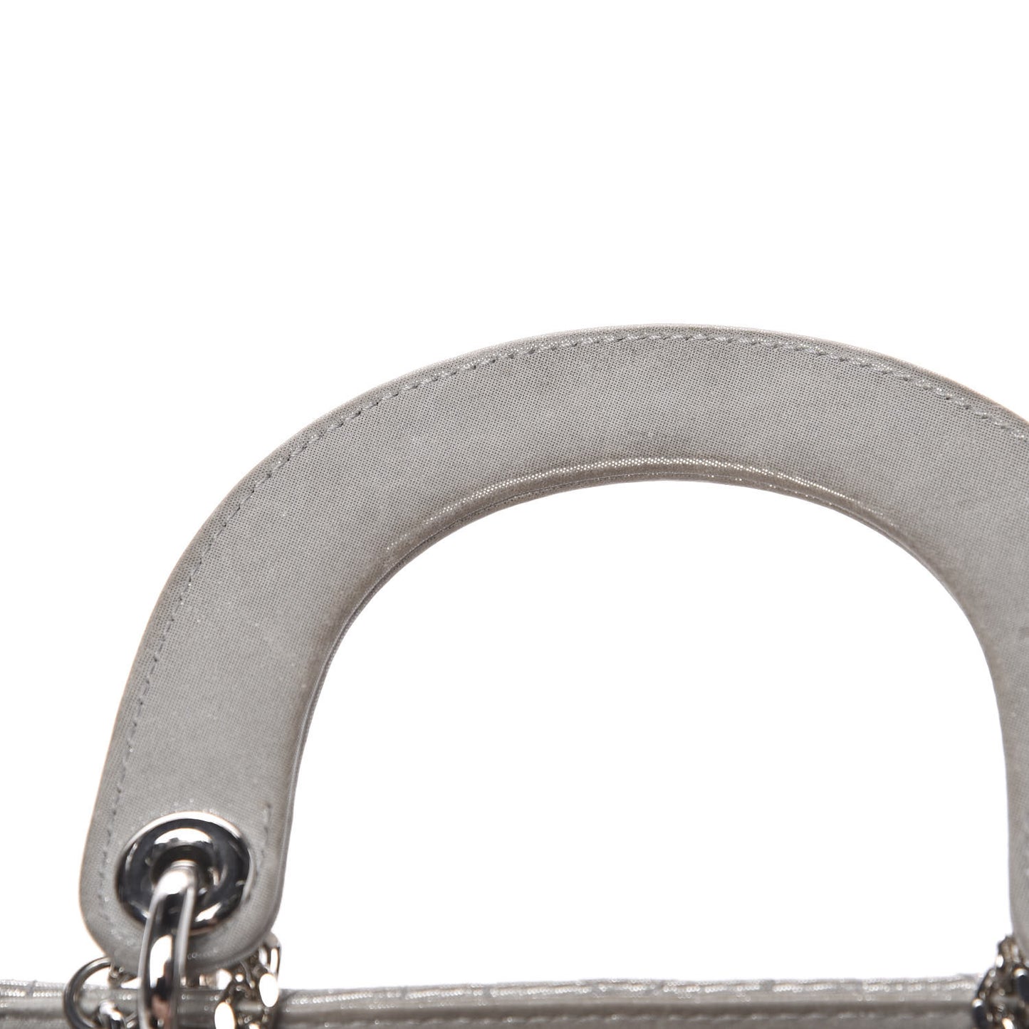 Metallic Lambskin Cannage Mini Lady Dior Grey