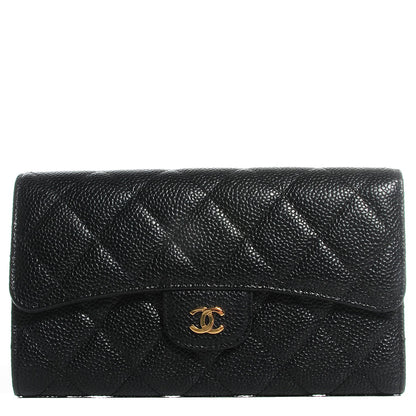 Chanel Caviar Quilted Long Flap Wallet Black 1 of 8