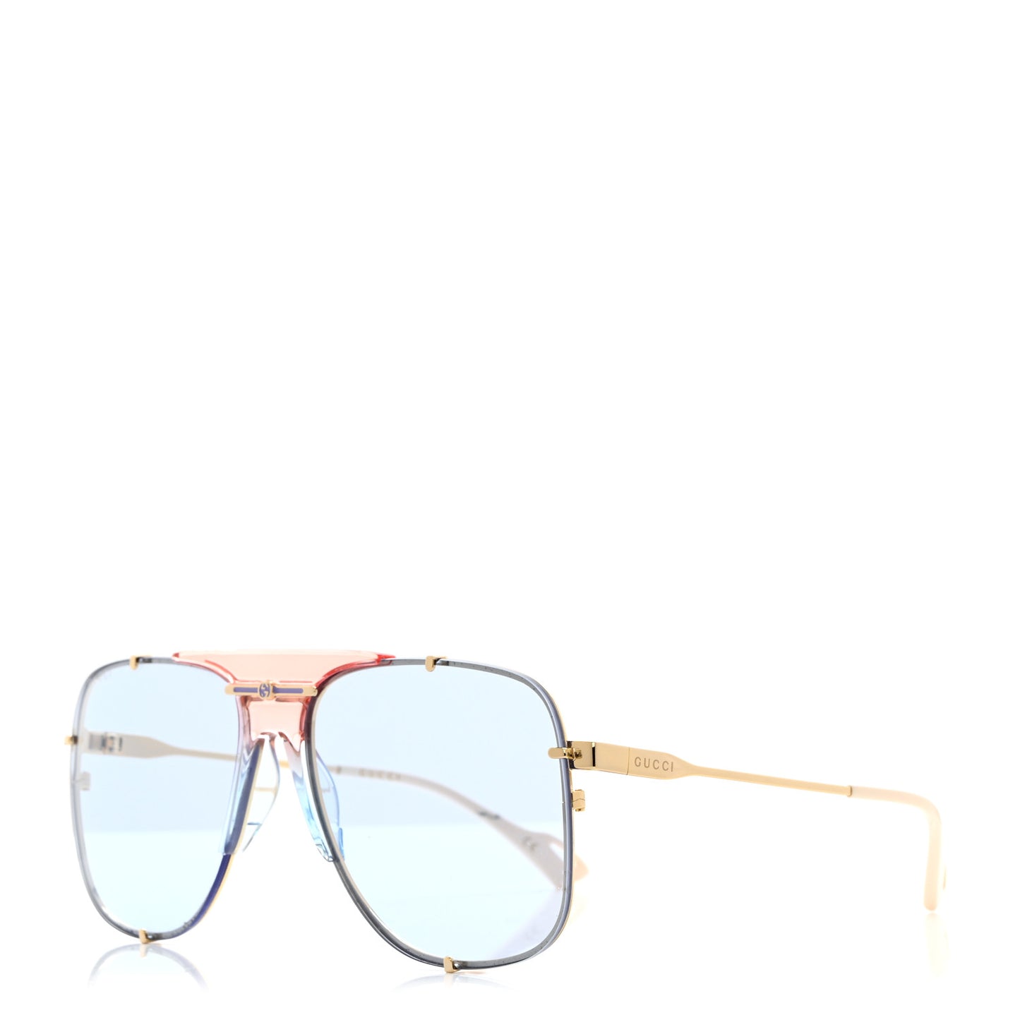 Metal Square Frame Sunglasses GG0739S Blue