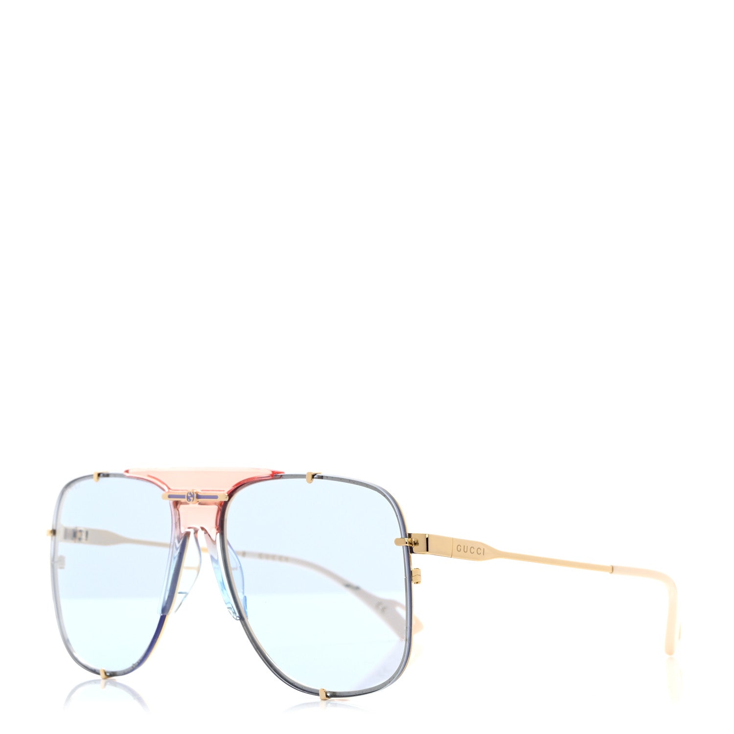 Gucci Metal Square Frame Sunglasses GG0739S Blue 1 of 8