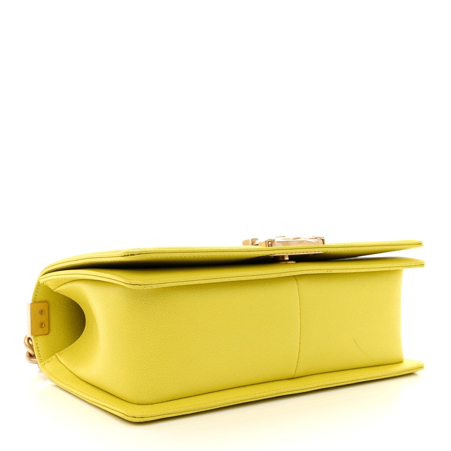 Caviar Chevron Quilted Medium Boy Flap Yellow