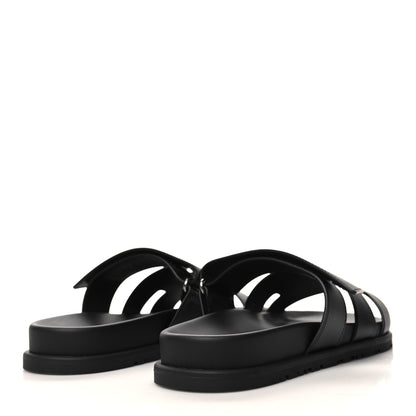 Hermes Calfskin Womens Chypre Sandals 40.5 Black 4 of 9