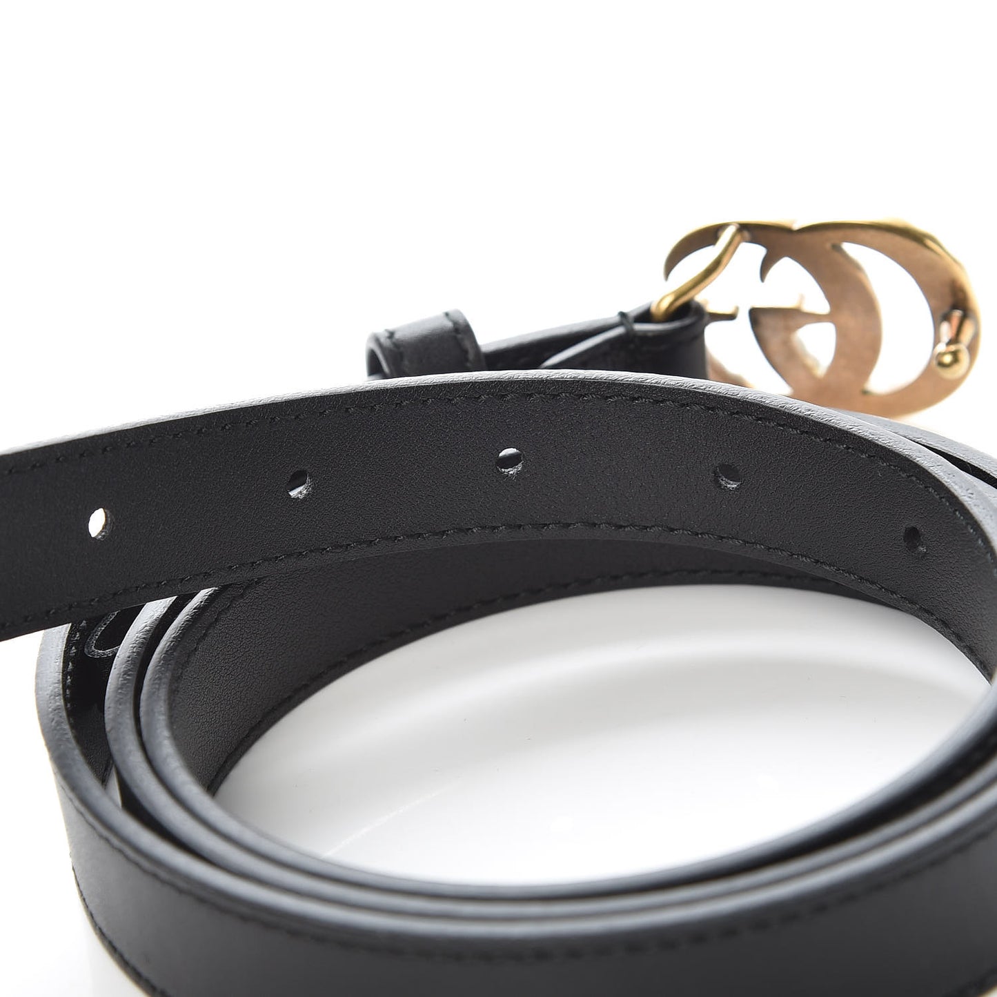 Calfskin Pearl Double G 20mm Belt 100 40 Black Cream