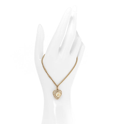 Chanel Crystal Pearl Chain Heart Bracelet Gold 2 of 4