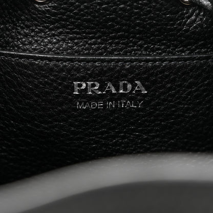 Prada Vitello Daino Soft Drawstring Bucket Bag Black 6 of 9
