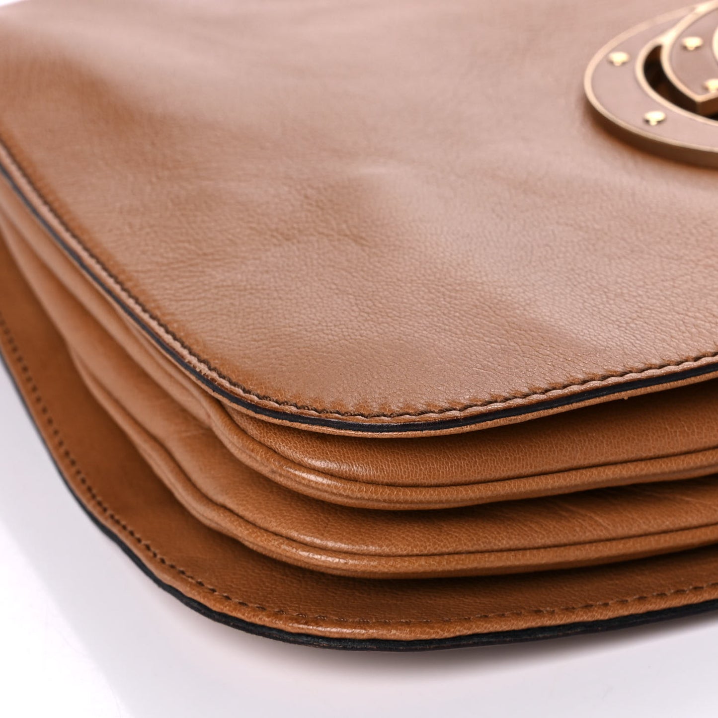 Calfskin Blondie Medium Shoulder Flap Bag Brown