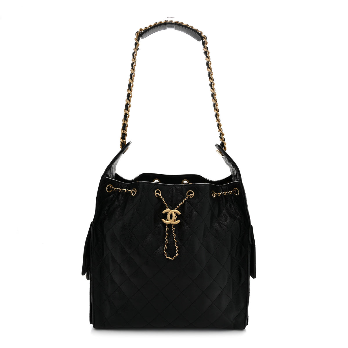 Caviar Quilted Medium Chanel 25 Handbag Black