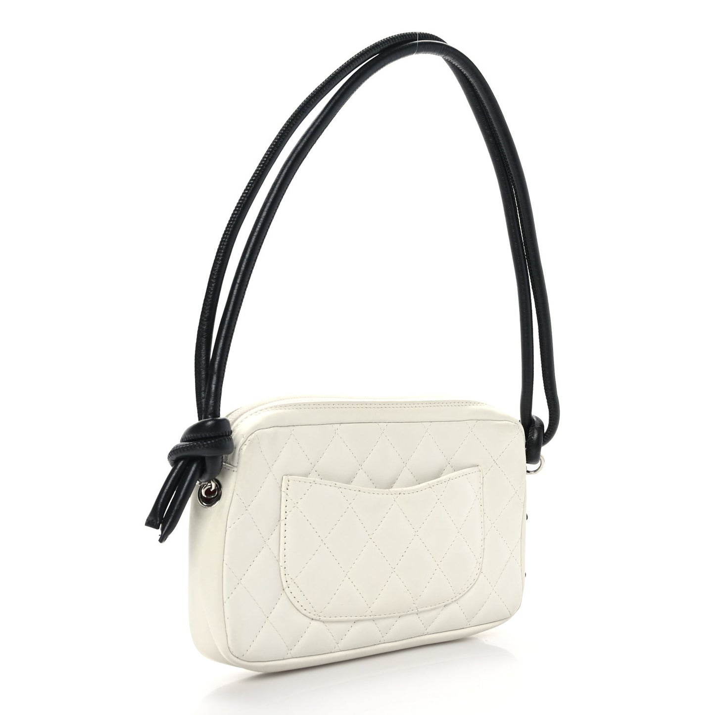 Calfskin Quilted Cambon Pochette White Black