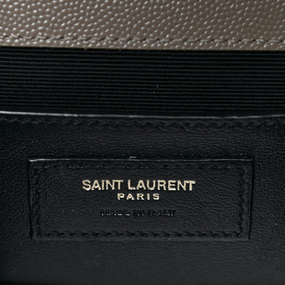 Saint Laurent Grain De Poudre Textured Mixed Matelasse Medium Triquilt Monogram Satchel Dark Beige 6 of 20