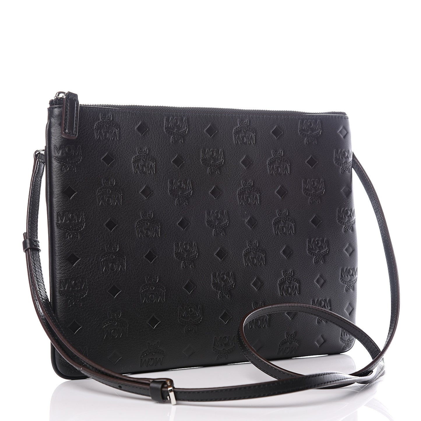 Calfskin Ottomar Monogram Medium Crossbody Pouch Black