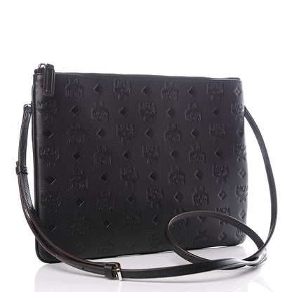 MCM Calfskin Ottomar Monogram Medium Crossbody Pouch Black 2 of 11