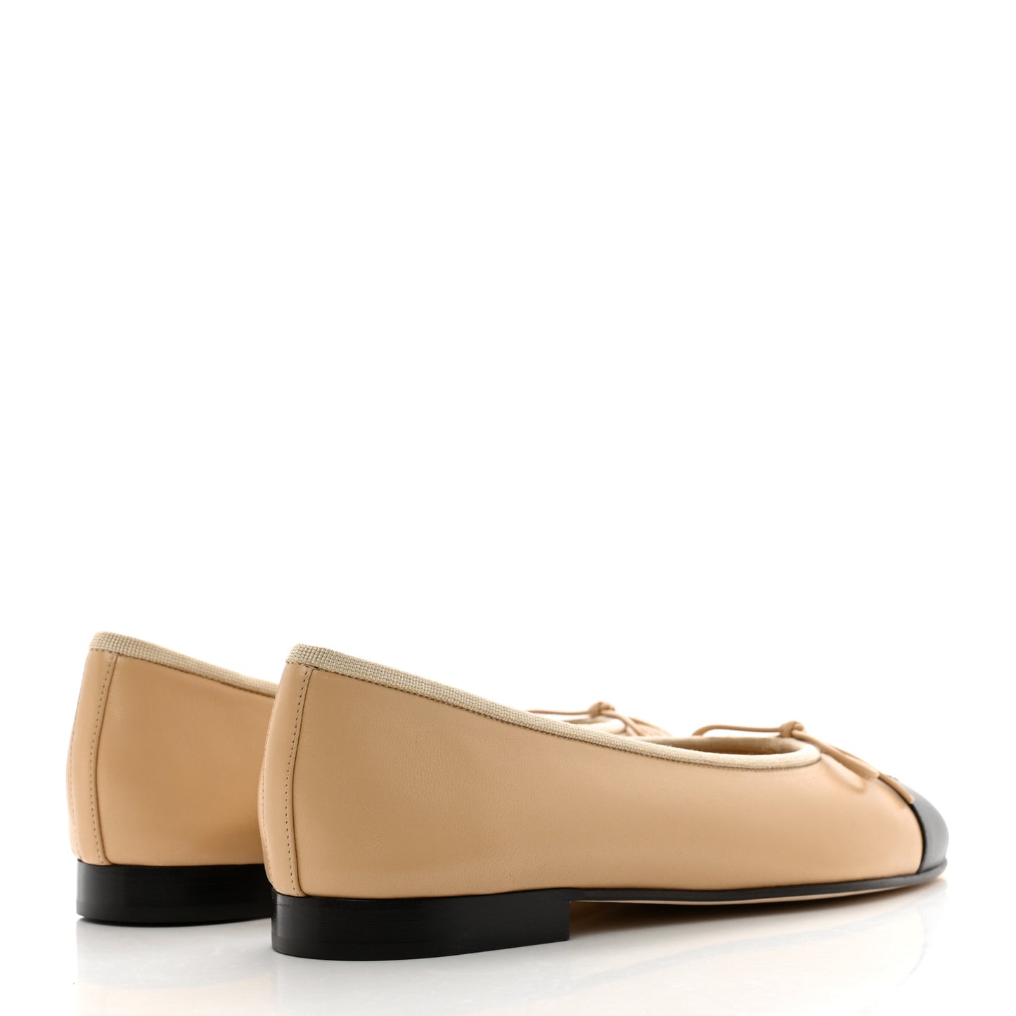 Lambskin Cap Toe CC Ballerina Flats 38.5 Beige Black
