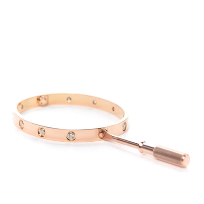 Cartier 18K Pink Gold 10 Diamond LOVE Bracelet 17 4 of 7