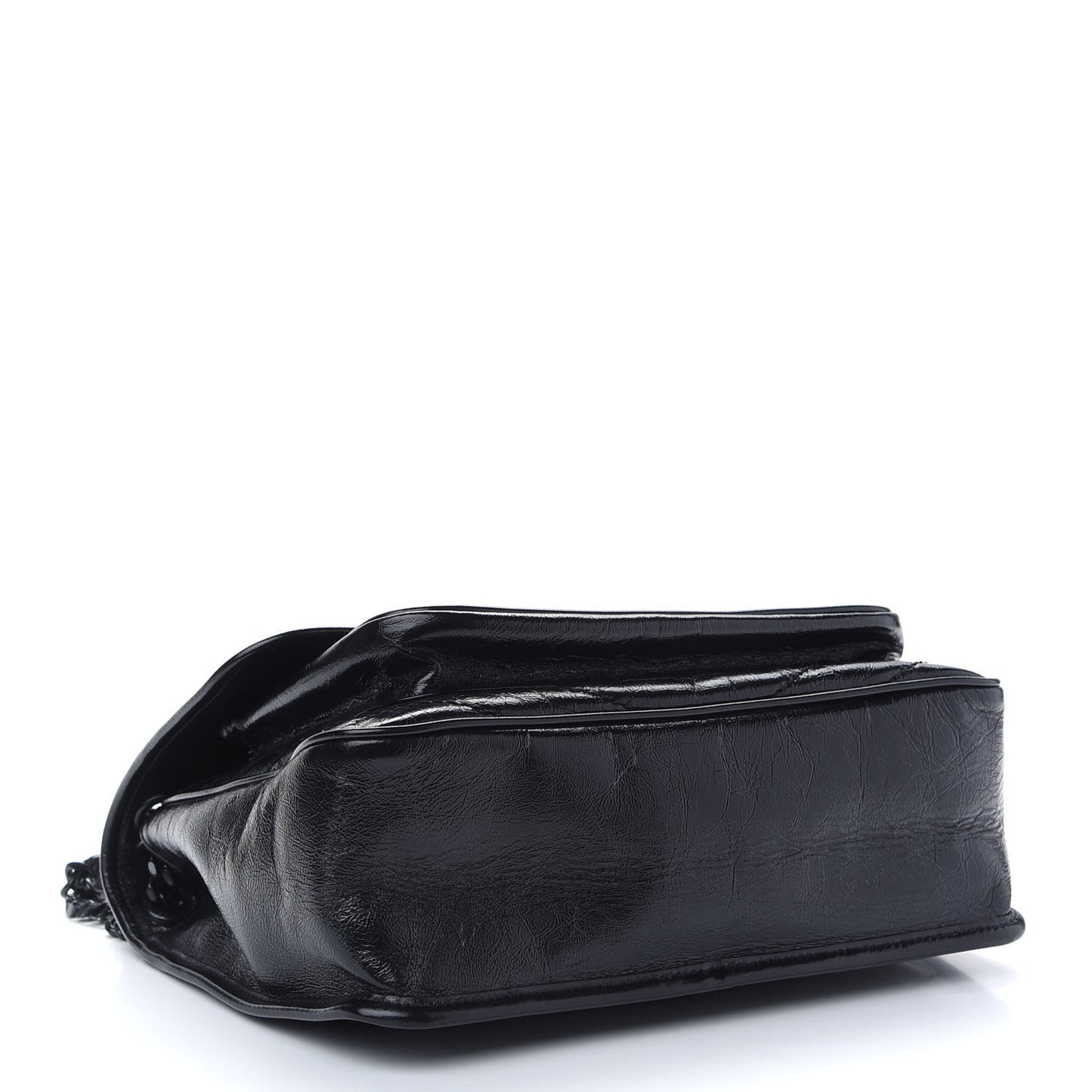 Crinkled Calfskin Matelasse Monogram Medium Niki Chain Satchel Black