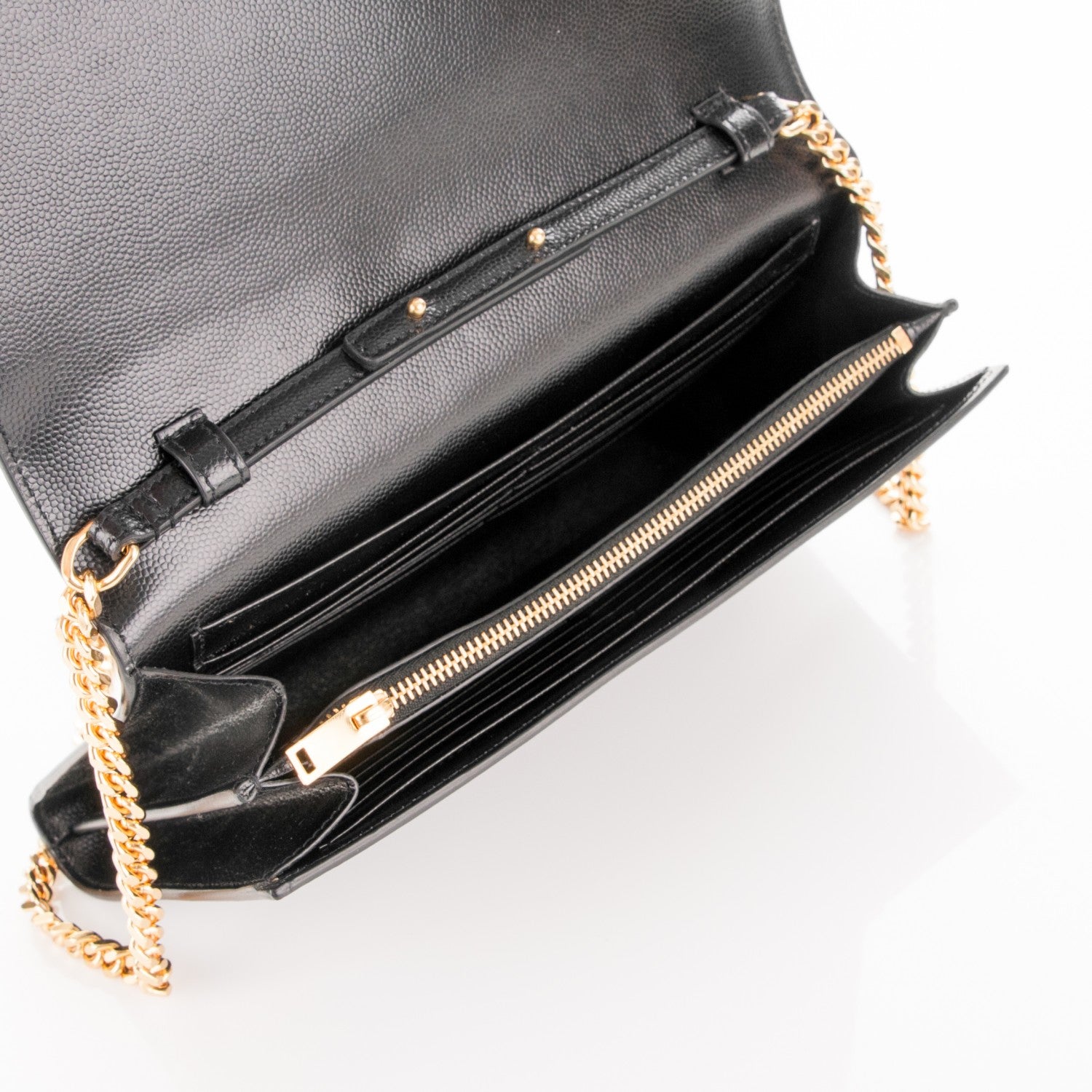 Saint Laurent Grain De Poudre Monogram Chain Wallet Black 7 of 7