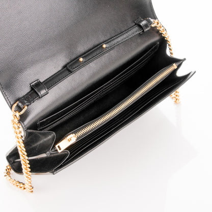 Saint Laurent Grain De Poudre Monogram Chain Wallet Black 7 of 7