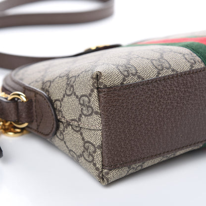 Gucci GG Supreme Monogram Textured Dollar Calfskin Web Small Ophidia Dome Shoulder Bag Beige Ebony New Acero 8 of 9