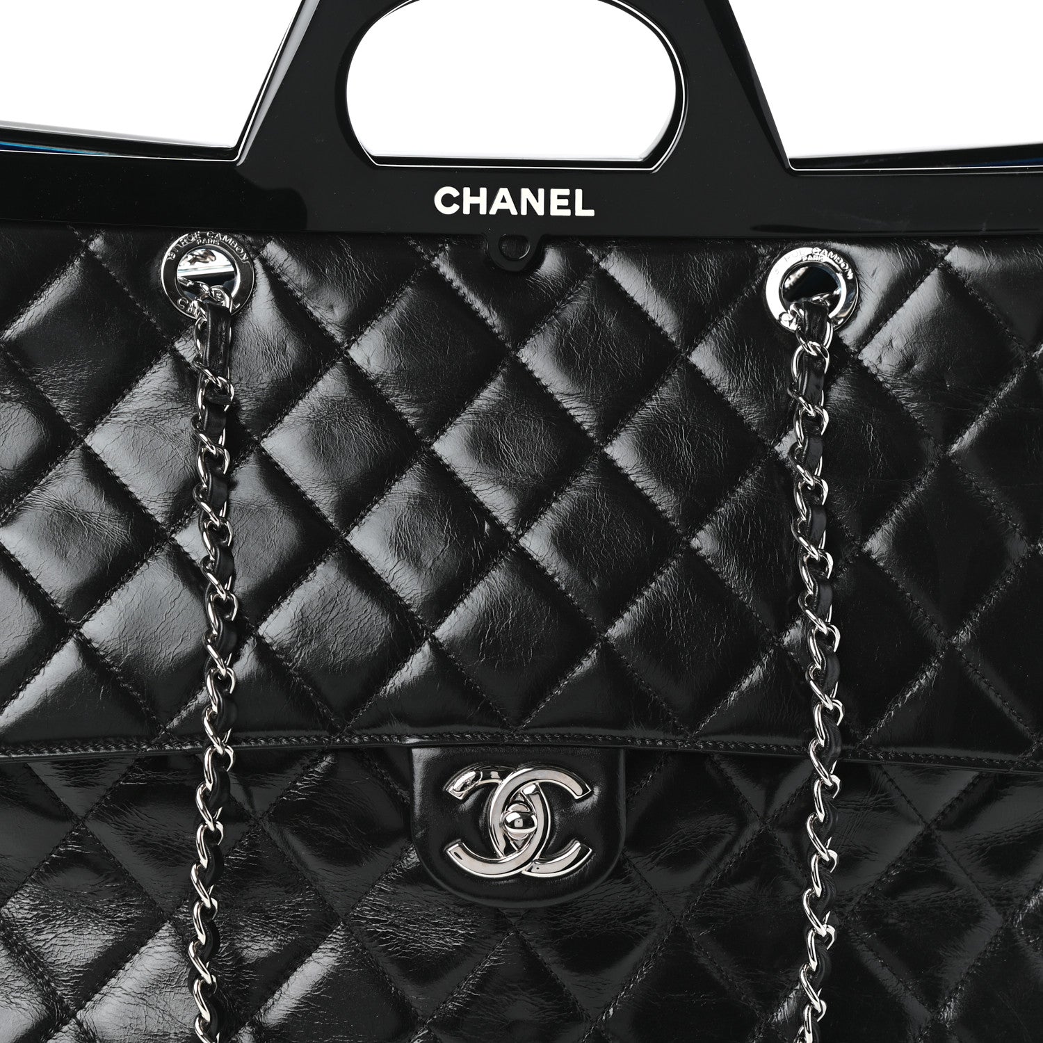 Chanel Glazed Calfskin Quilted Large CC Delivery Tote Black 788415