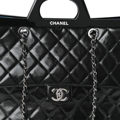 Chanel Glazed Calfskin Quilted Large CC Delivery Tote Black 8 of 10