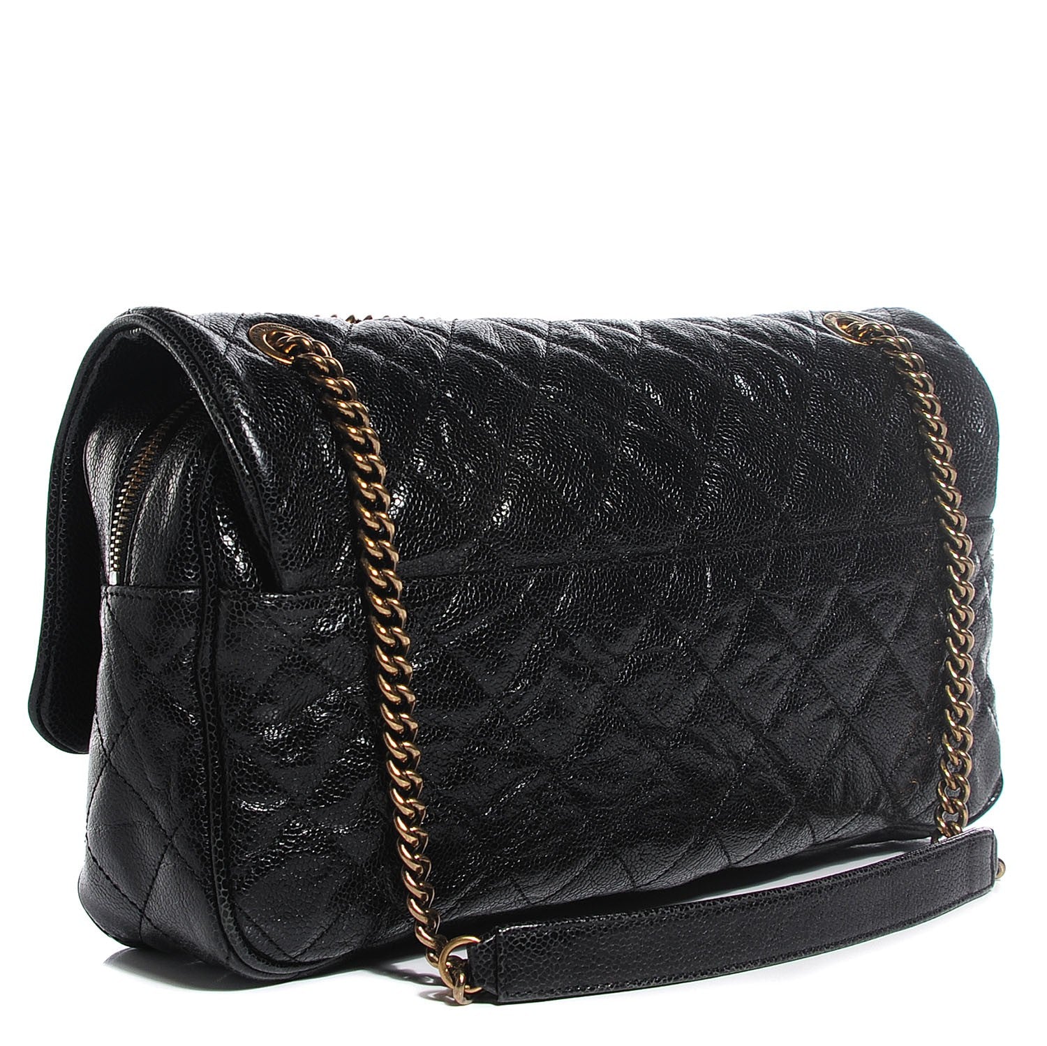 Chanel Crumpled Grained Calfskin Quilted Large Shiva Flap Black 3 of 8