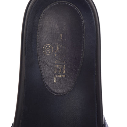Chanel Satin Canvas Chain Flat Sandals 37 Marine 10 of 16