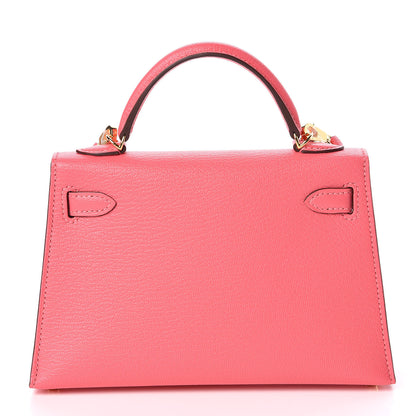 Hermes Chevre Mysore Mini Kelly Sellier 20 Rose Lipstick 4 of 29