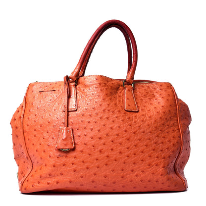 Prada Ostrich Double Zip Tote Papaya 1 of 4