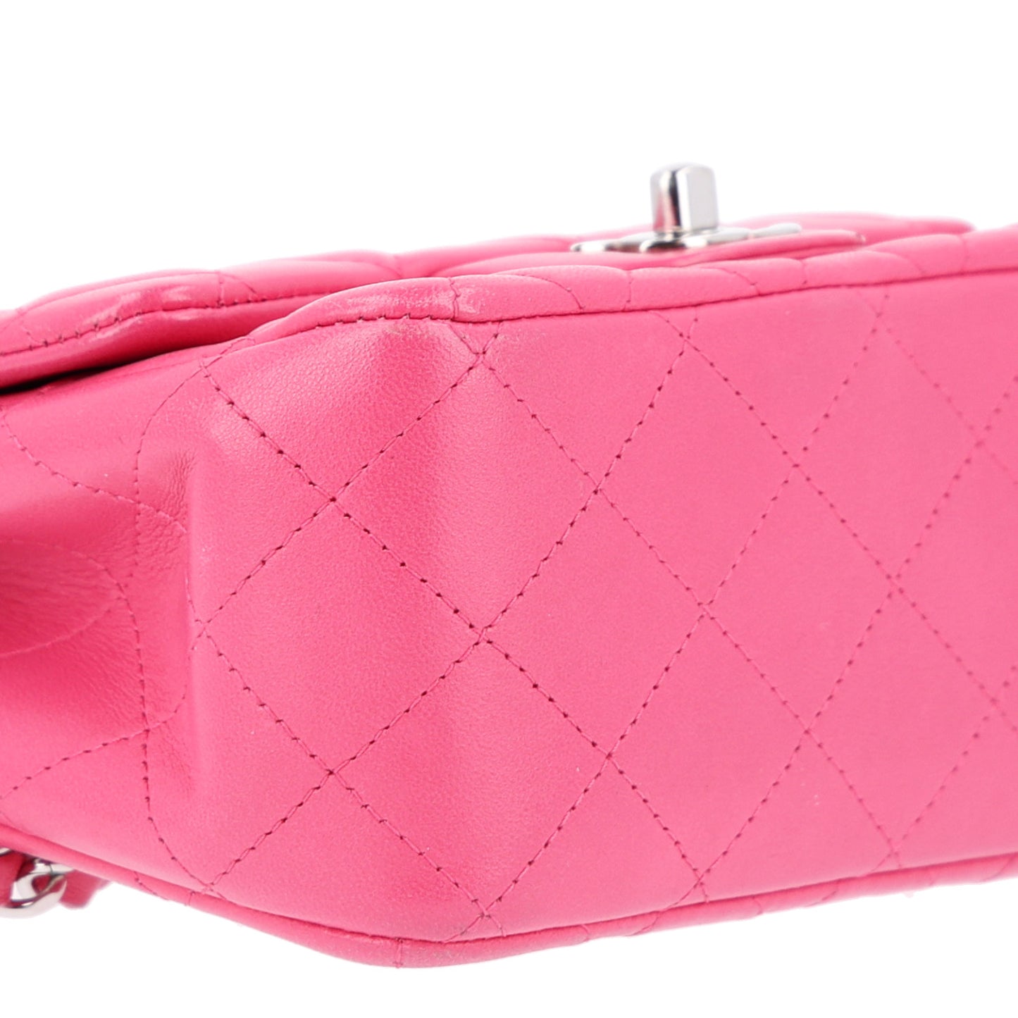 Lambskin Quilted Mini Square Flap Dark Pink