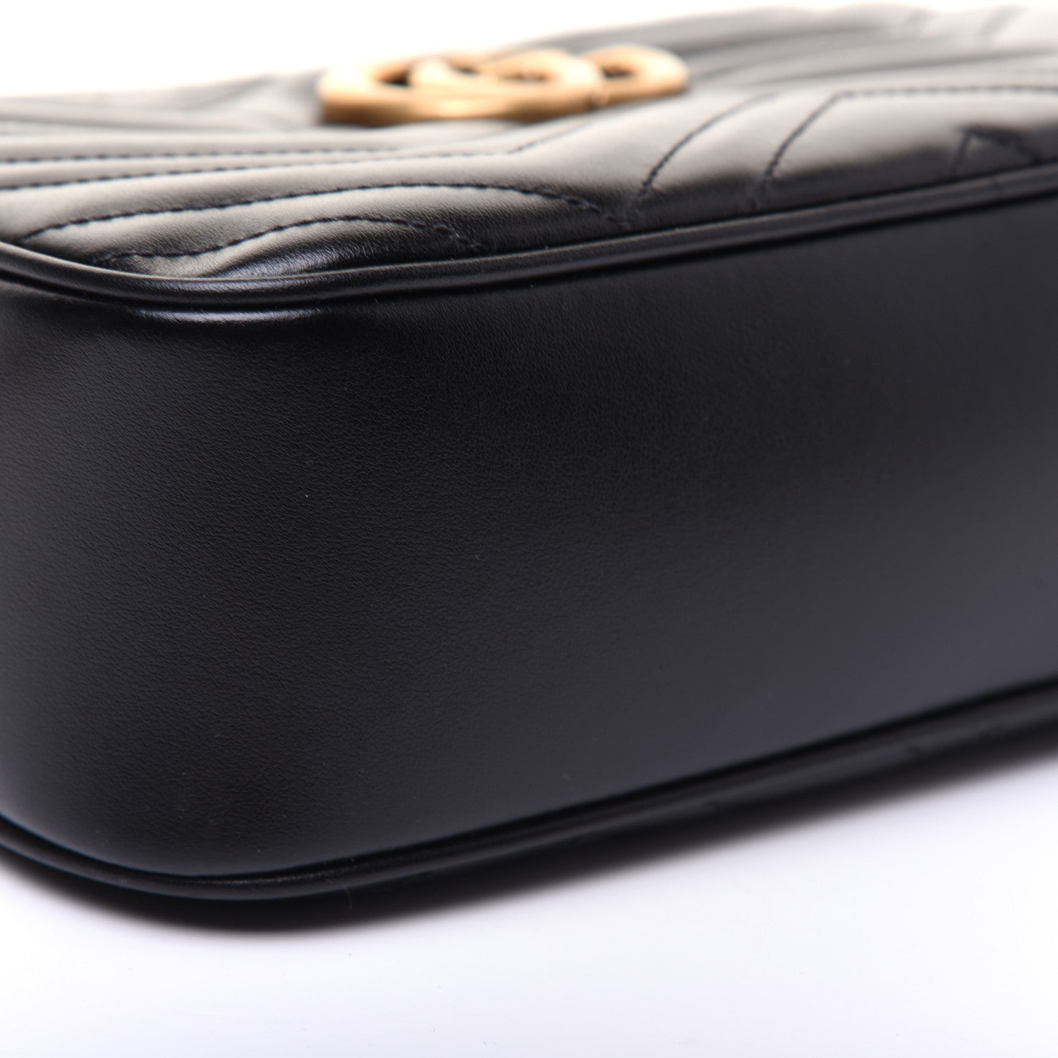 Gucci Calfskin Matelasse Small GG Marmont Chain Shoulder Bag Black 6 of 14