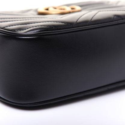 Gucci Calfskin Matelasse Small GG Marmont Chain Shoulder Bag Black 6 of 14