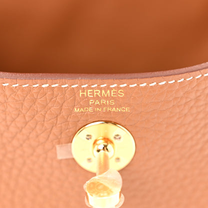 Hermes Taurillon Clemence Mini Lindy 20 Gold 6 of 11