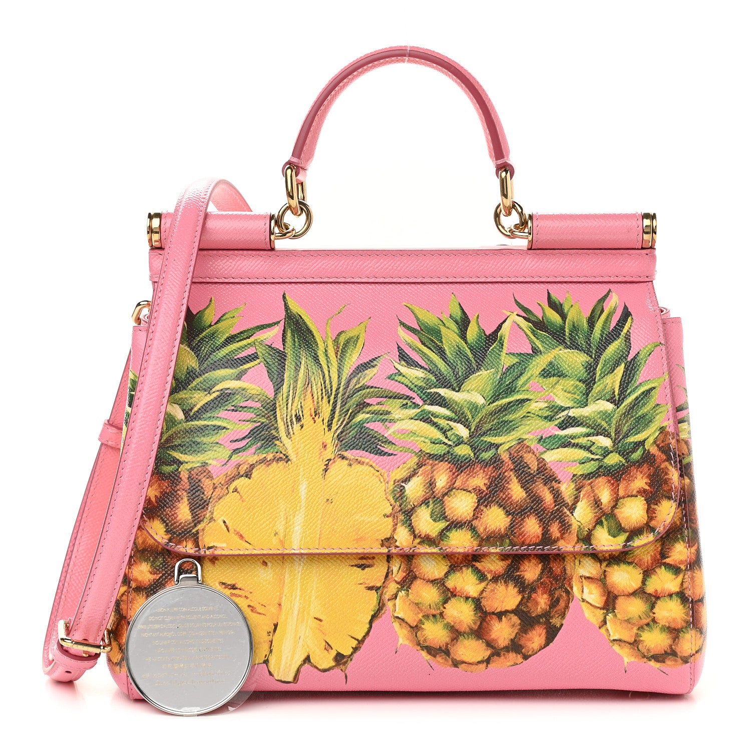 Dolce & Gabbana Dauphine Pineapple Print Medium Miss Sicily Satchel Rosa 1 of 11