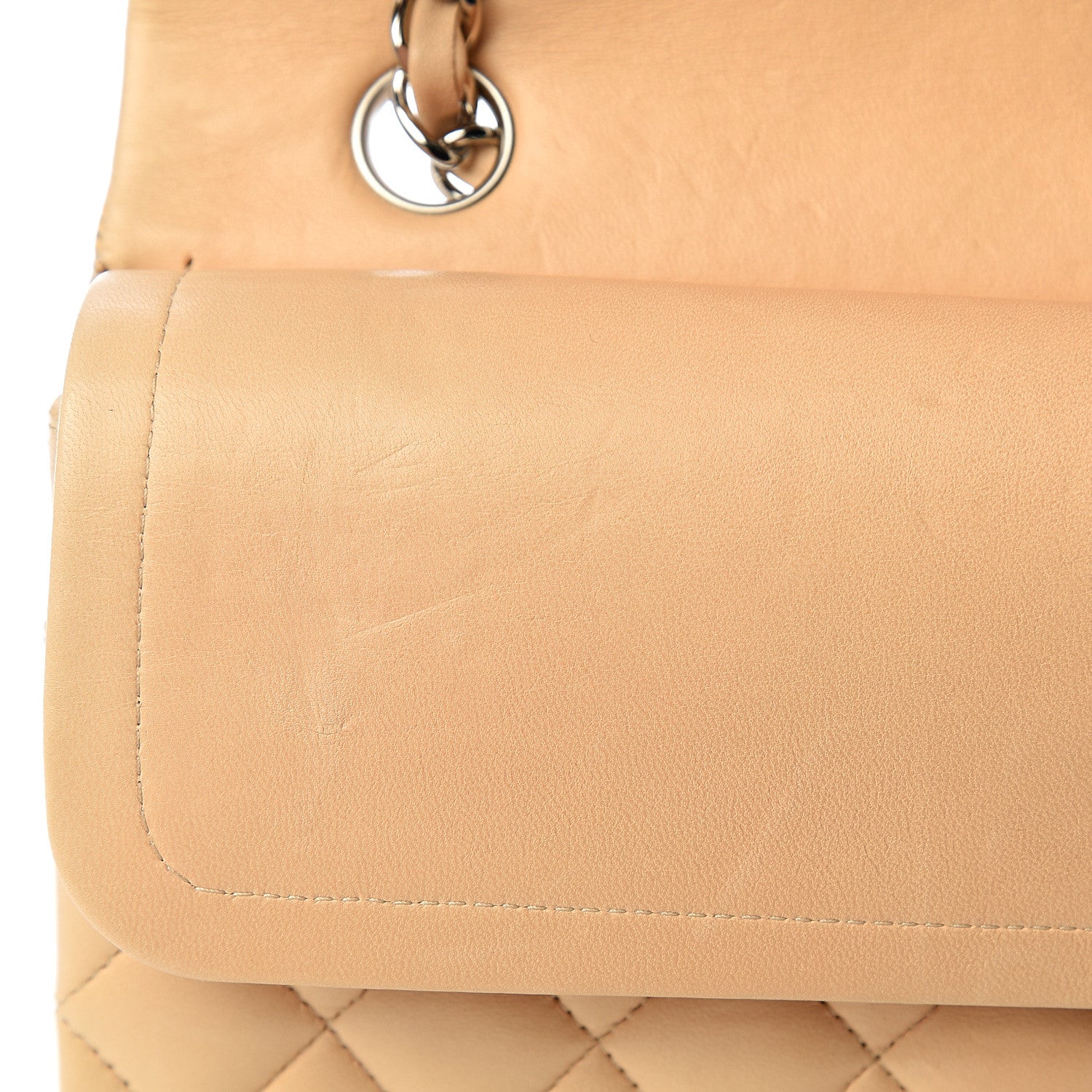 Chanel Lambskin Quilted Medium Double Flap Beige Clair 9 of 14