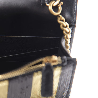 Saint Laurent Sequin Striped Classic Monogram Kate Tassel Chain Wallet Black Gold 7 of 13