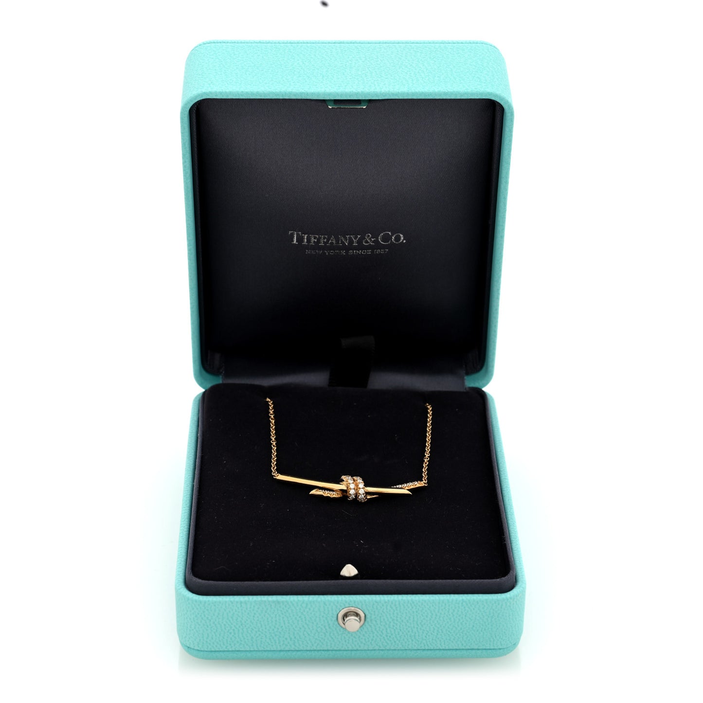 18K Yellow Gold Diamond Knot Necklace