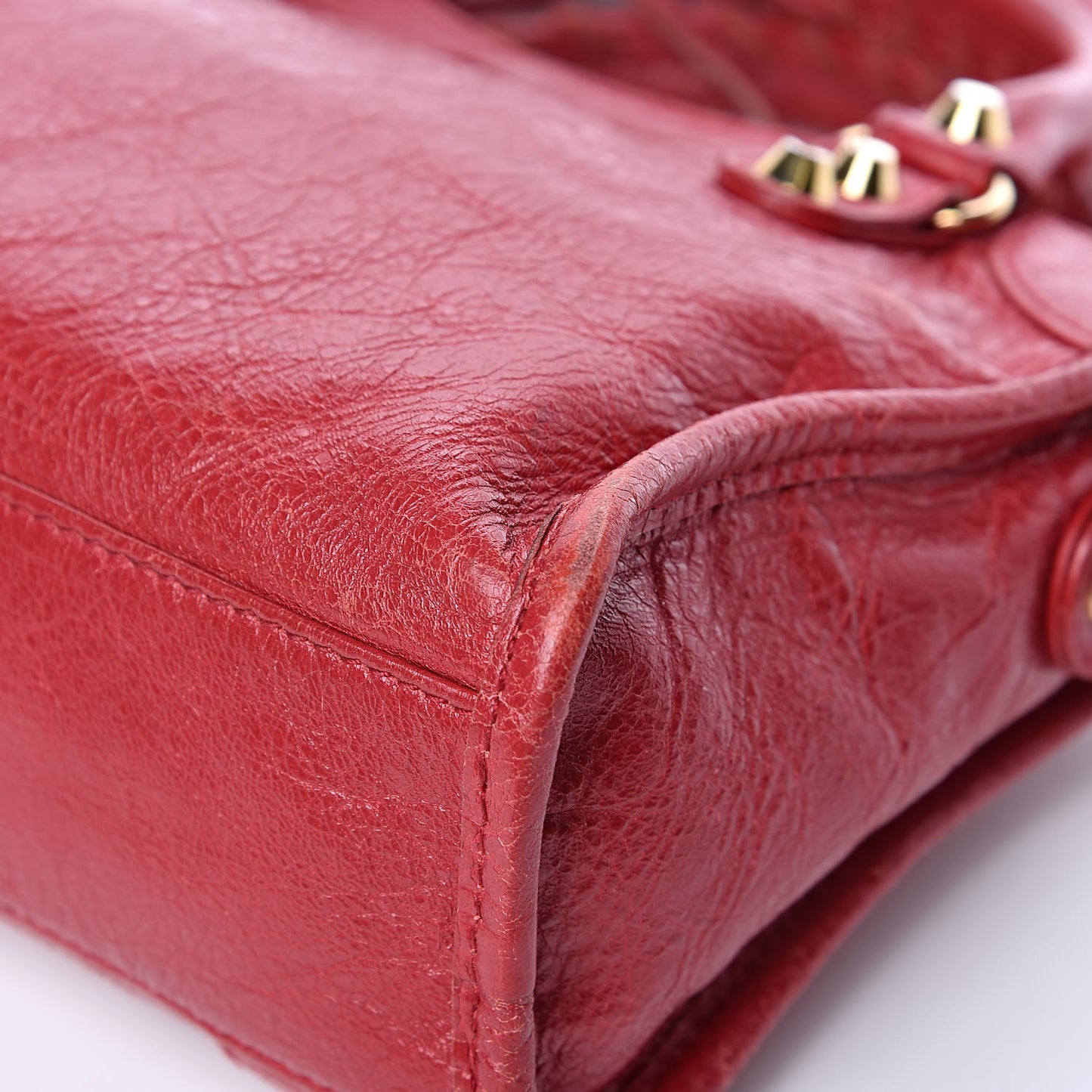 Agneau Classic Gold Hardware Mini City Rouge Sapphire