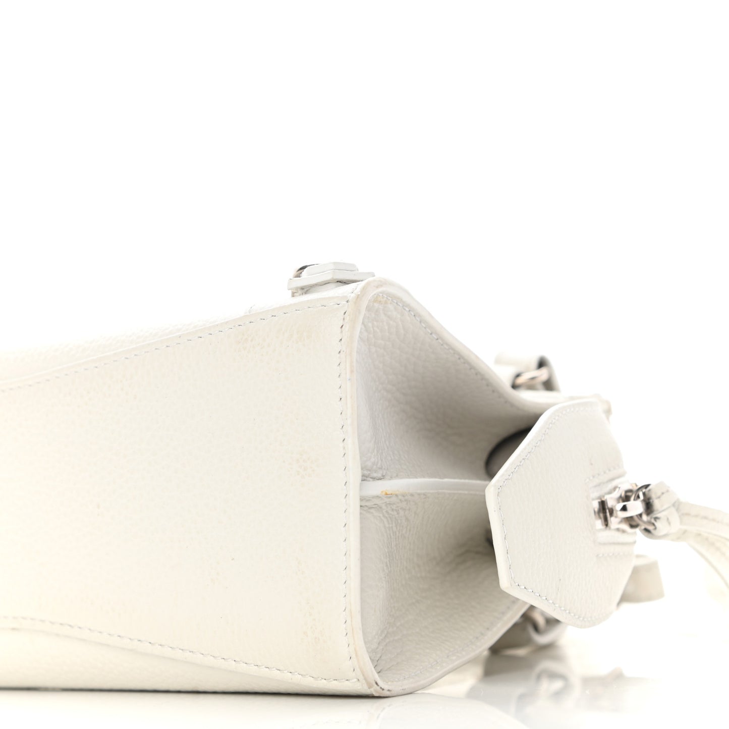 Grained Calfskin Neo Classic Silver Hardware Mini City White