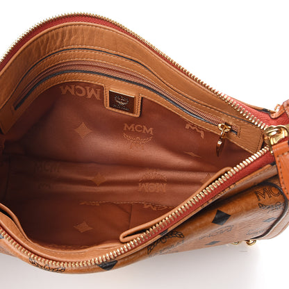 MCM Visetos Croc Embossed Small Flap Shoulder Bag Cognac 4 of 8