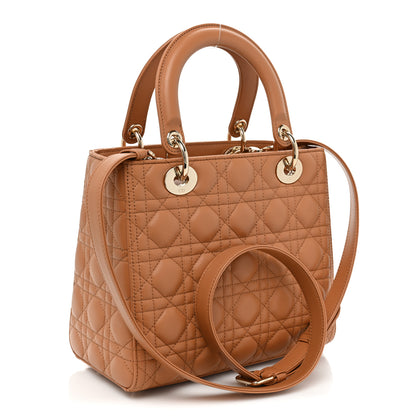 Christian Dior Lambskin Cannage Medium Lady Dior Amber 3 of 8