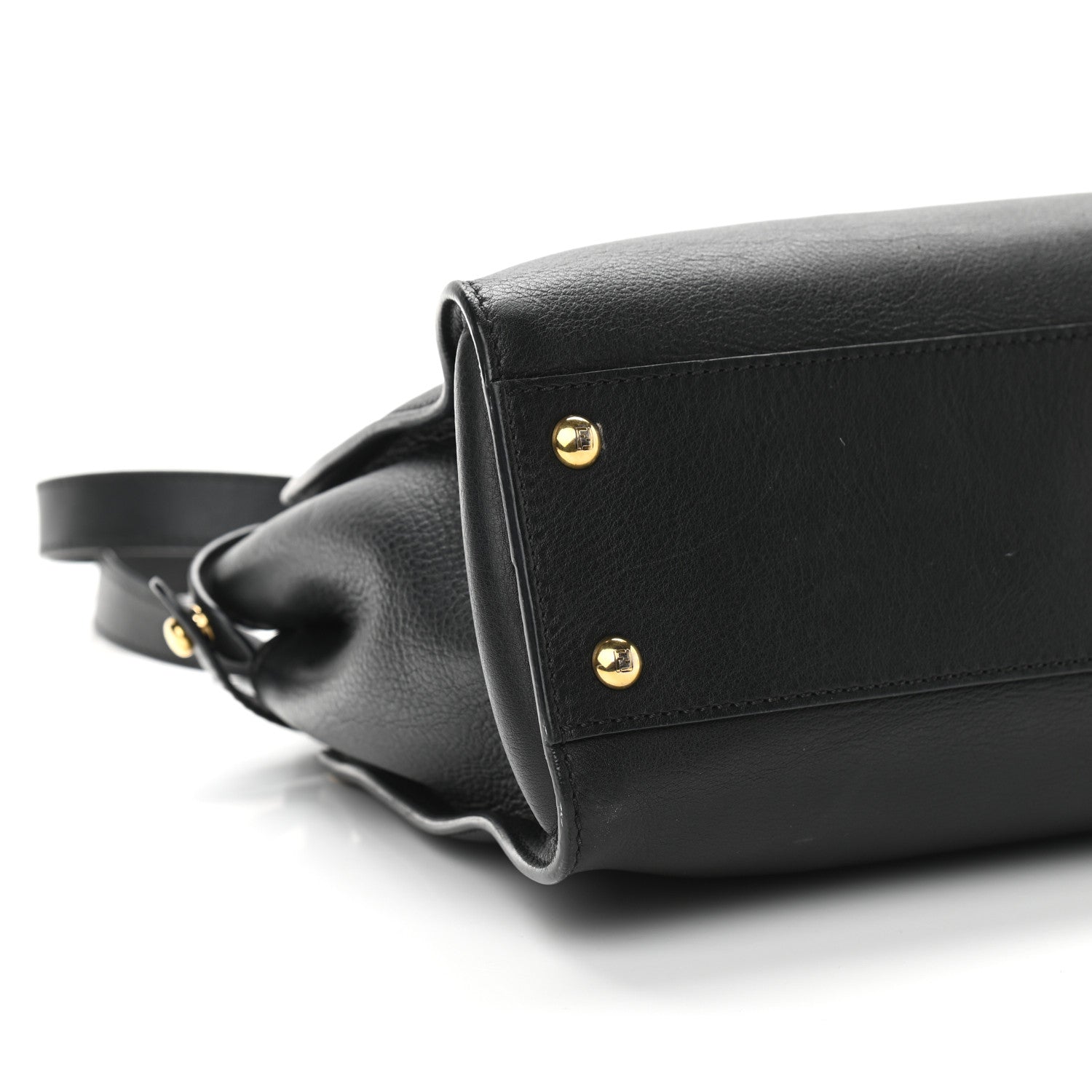 Fendi Vitello Seta Shiny Nappa Medium Peekaboo Iconic Satchel Black 10 of 17