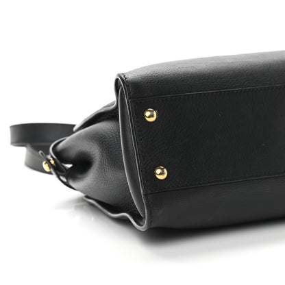 Fendi Vitello Seta Shiny Nappa Medium Peekaboo Iconic Satchel Black 10 of 17