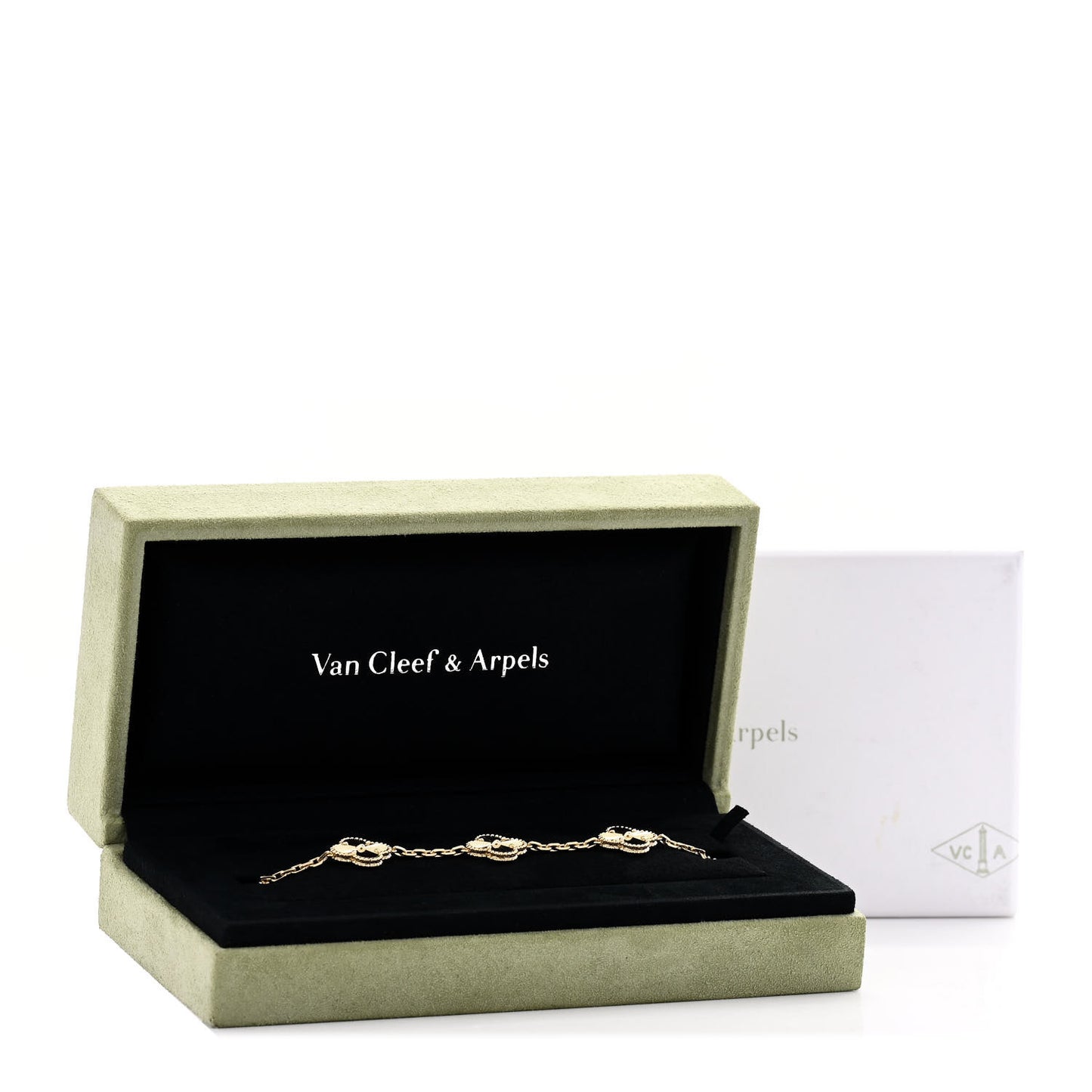 18K Yellow Gold 5 Motifs Guilloche Vintage Alhambra Bracelet