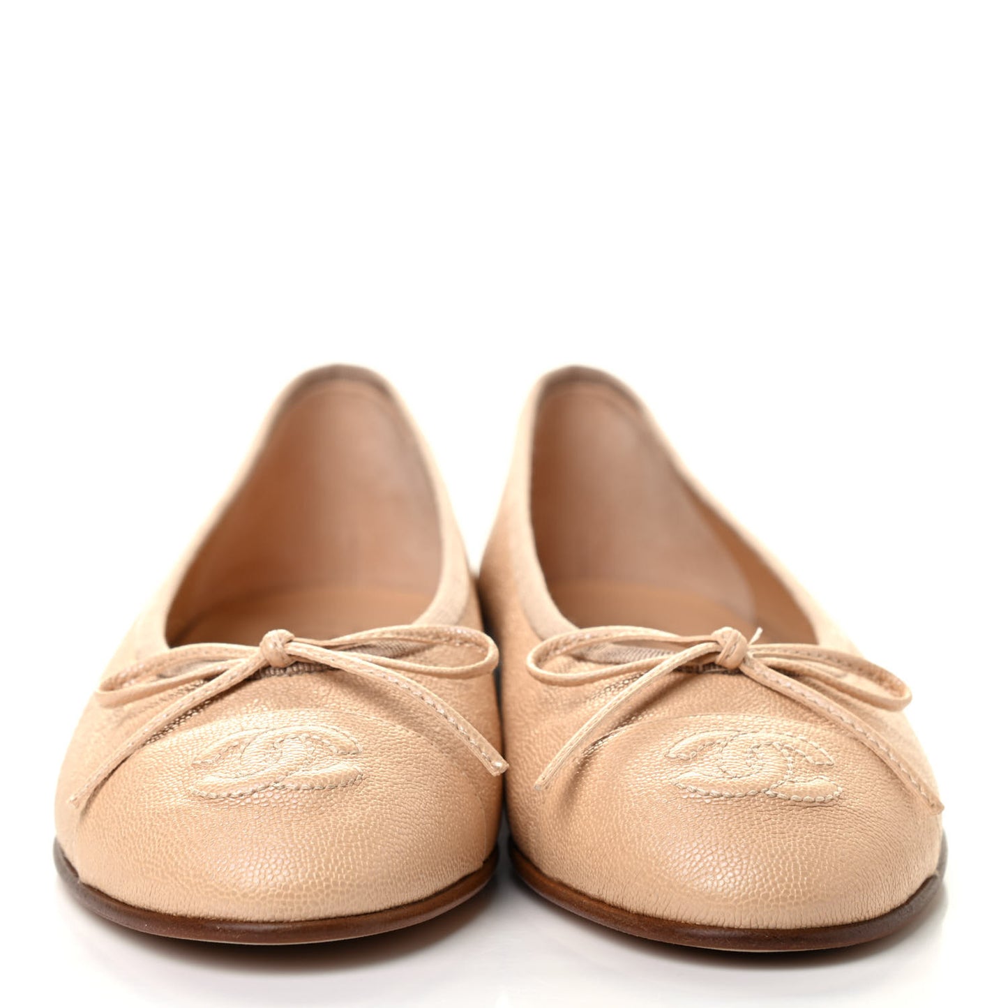 Caviar Cap Toe CC Ballerina Flats 35.5 Beige