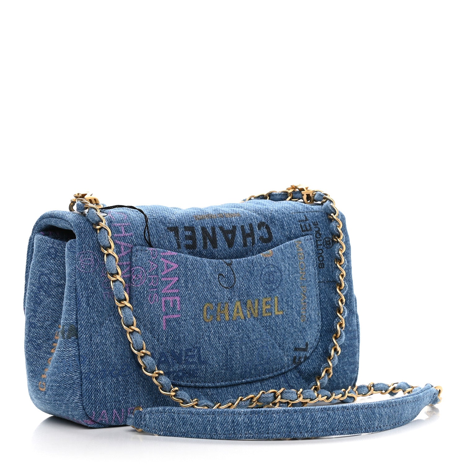 Chanel Denim Quilted Mini Denim Mood Rectangular Flap Blue Multicolor 3 of 9