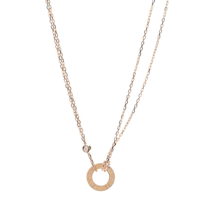 Cartier 18K Pink Gold 2 Diamond LOVE Necklace 1 of 6