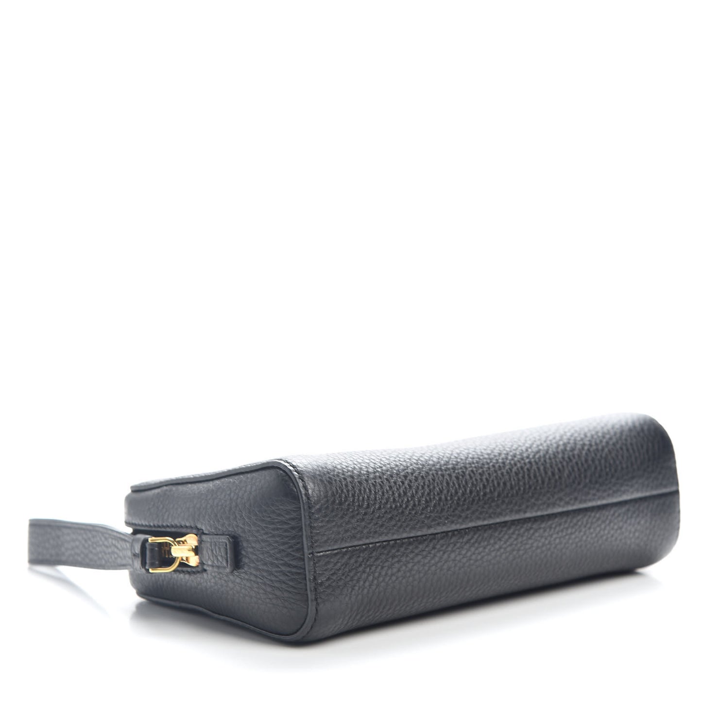 Grained Calfskin Medium Cosmetic Pouch Black